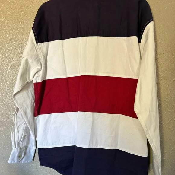 NWT VAN HEUSEN COLOR BLOCK SHIRT NWT SMALL SPOT UNDER 3RD BUTTON SIZE M - Picture 2 of 3